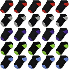 25 Pairs Boys Kids Breathable Comfy Low Cut Ankle Socks Block Socks