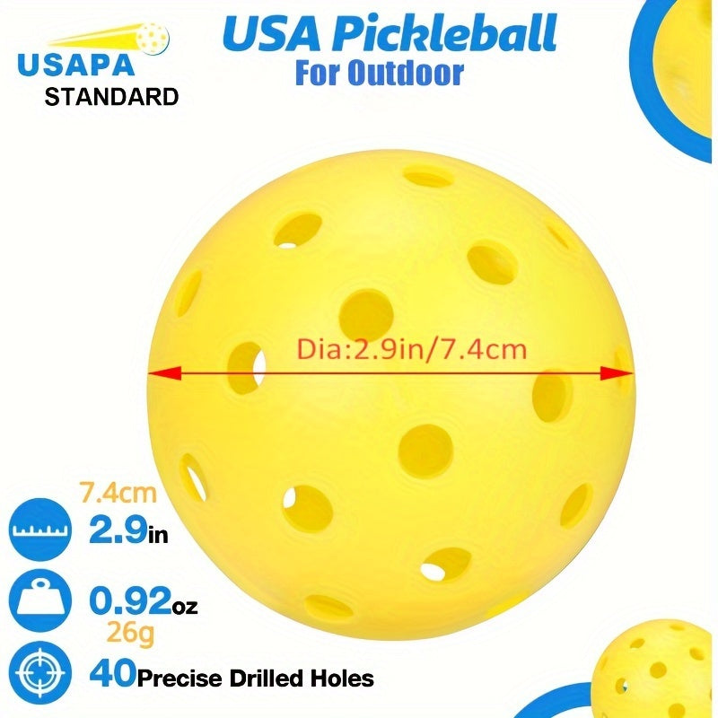 12pcs Pickleball 40 Holes Outdoor Training Set Great Bounce Visibility