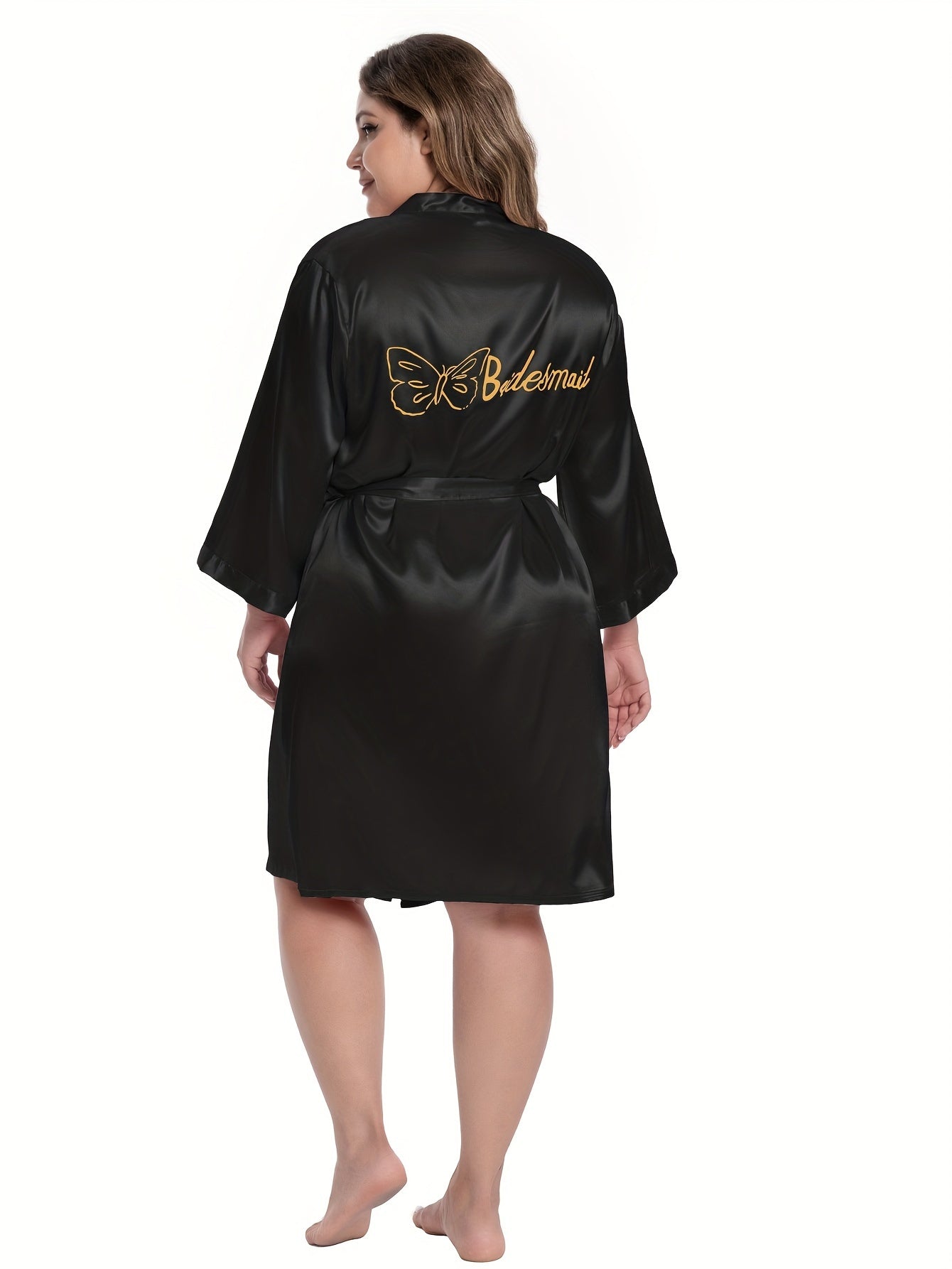 Butterfly & Letter Pattern Kimono Robe
