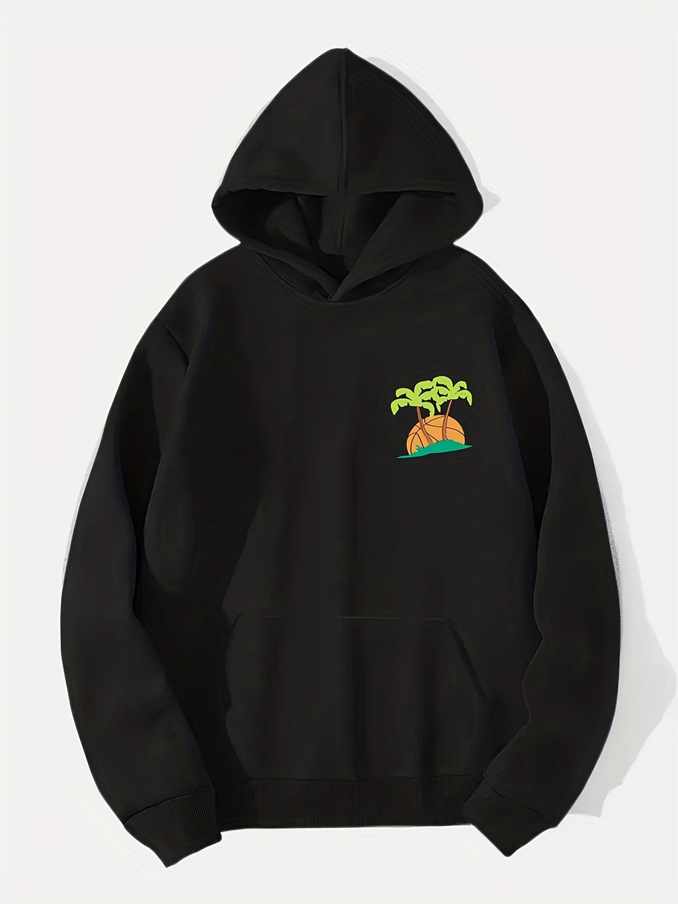 Coconut Tree Print Hoodie Men's Graphic Pullover Hooded Sweatshirt
