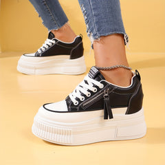 Women's Chunky Side Zip Platform Sneakers Non Slip Running Shoes