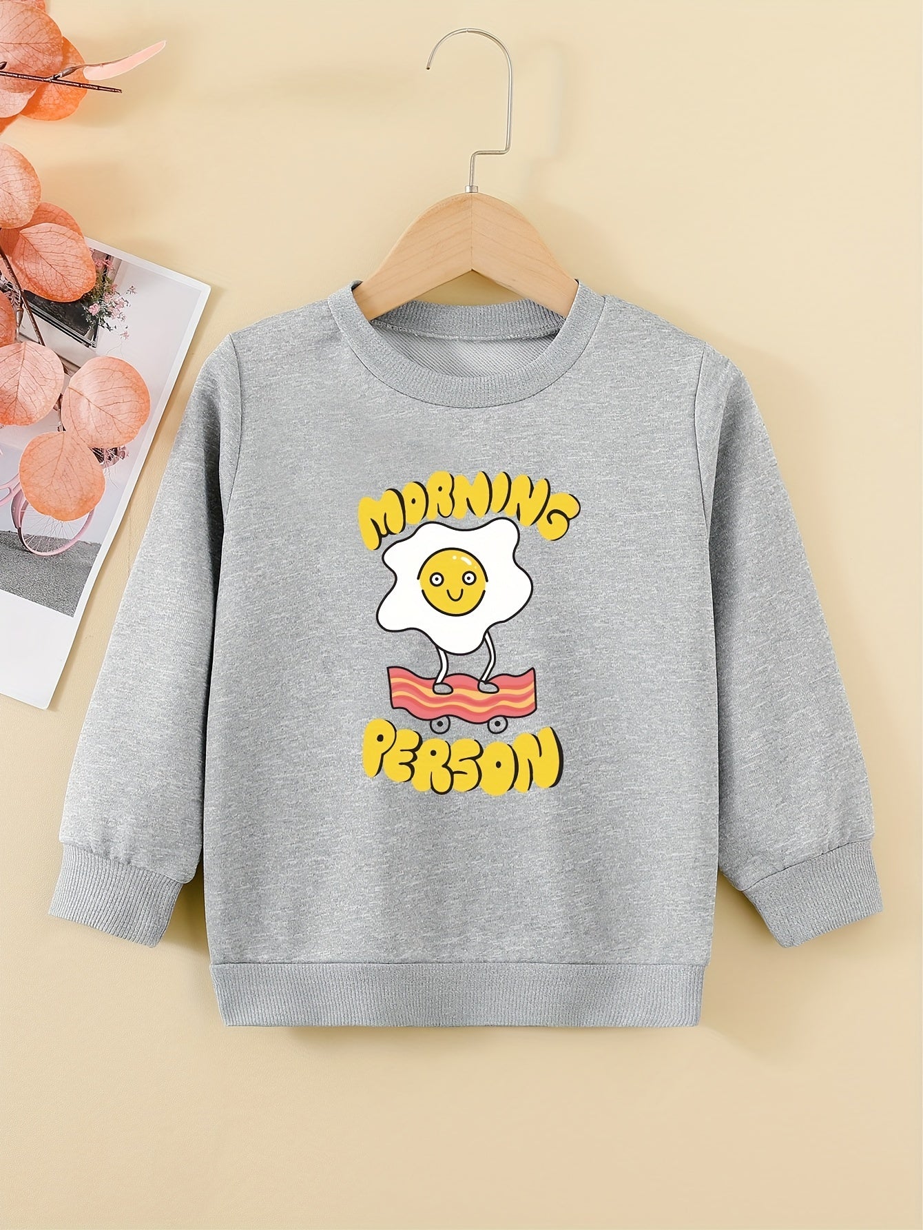 Fun Fried Eggs Graphic Girls Sweatshirt Casual Comfort Fit Kids Tops Pullover