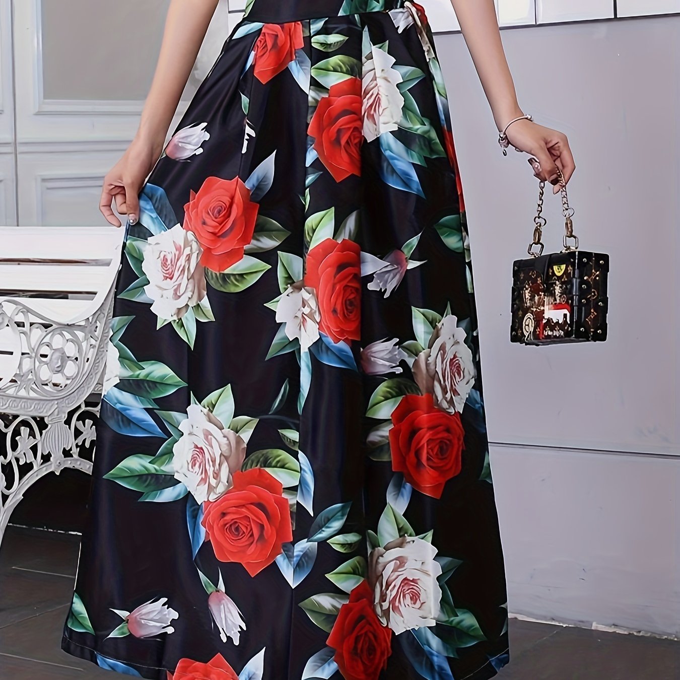 Floral Print A line Ankle Skirt for Spring & Summer