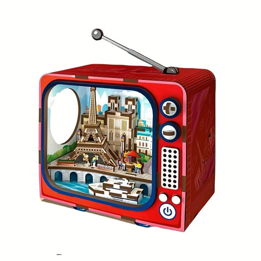 3D Puzzle DIY Kit Japanese TV Scene Cherry Blossoms Pagoda Decor Figurine