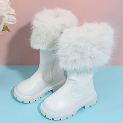 Girls High Top Furry Boots Non Slip Warm Zip Up - Parties Street Style