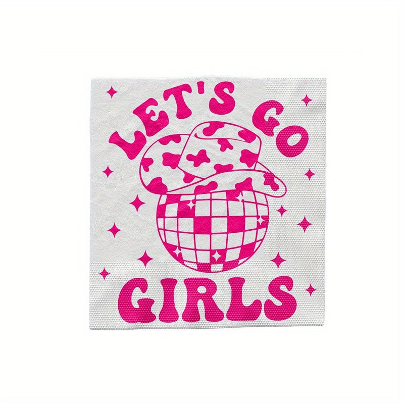 Pink Cowgirl Party Tableware Set Disposable Paper Plates & Napkins