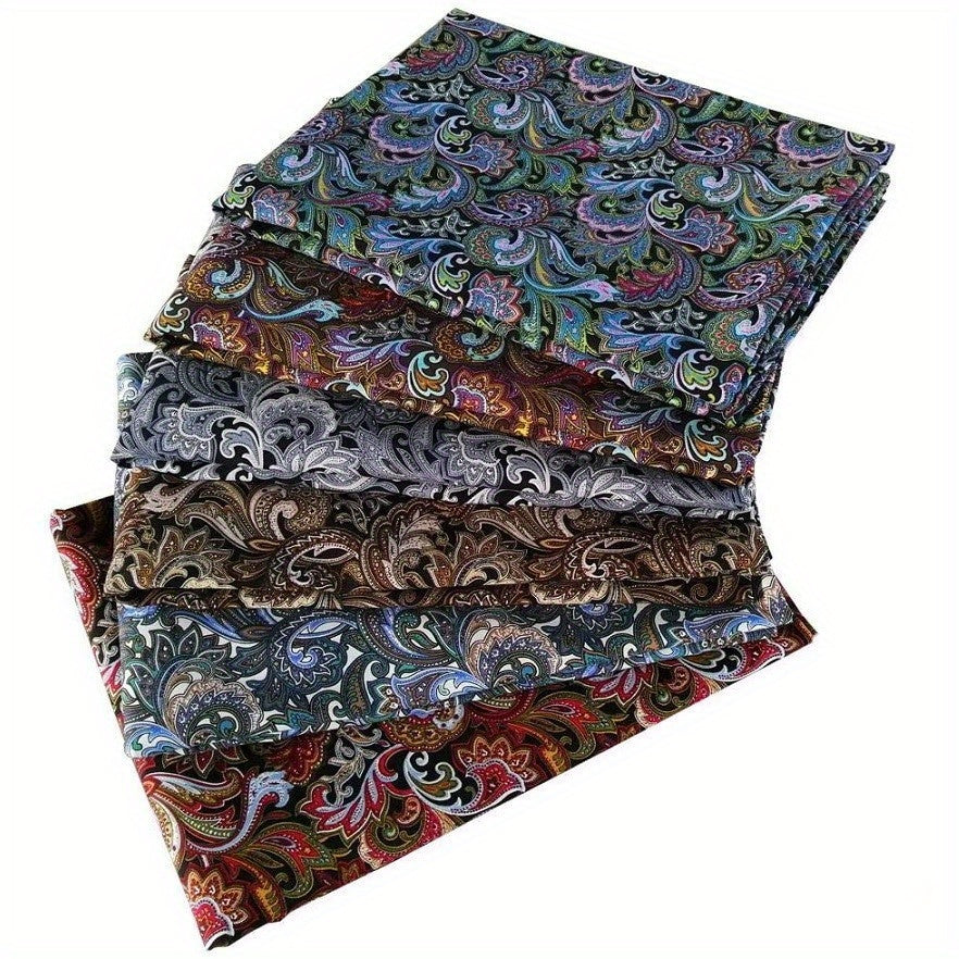 6 Pcs 100% Cotton Cashew Flower Printed Fabric DIY Clothing Mask Material