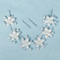 Acrylic Flower & Pearl Hair Clip Bridal Wedding Headwear
