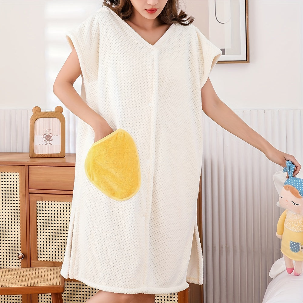 Women's Hooded Bathrobe with Hat and Towel Set
