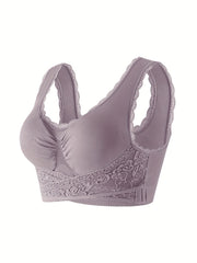 Lace Wireless Sports Bra Criss Cross Side Buckle Tank Bra