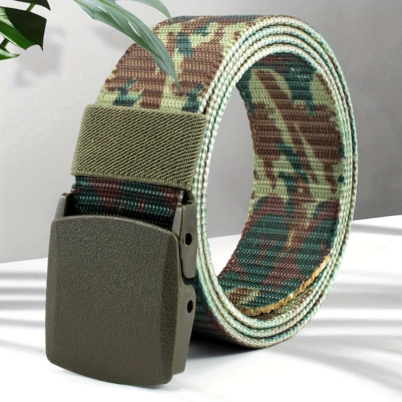 Men's Breathable Nylon Belt With Buckle Camouflage Canvas