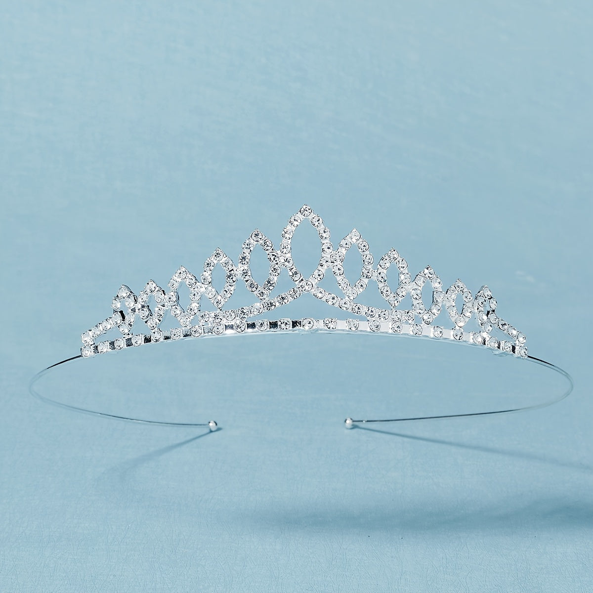 Silvery Princess Tiara Crystal Crown For Birthday Party