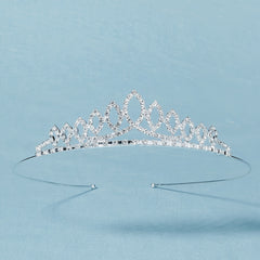 Silvery Princess Tiara Crystal Crown For Birthday Party