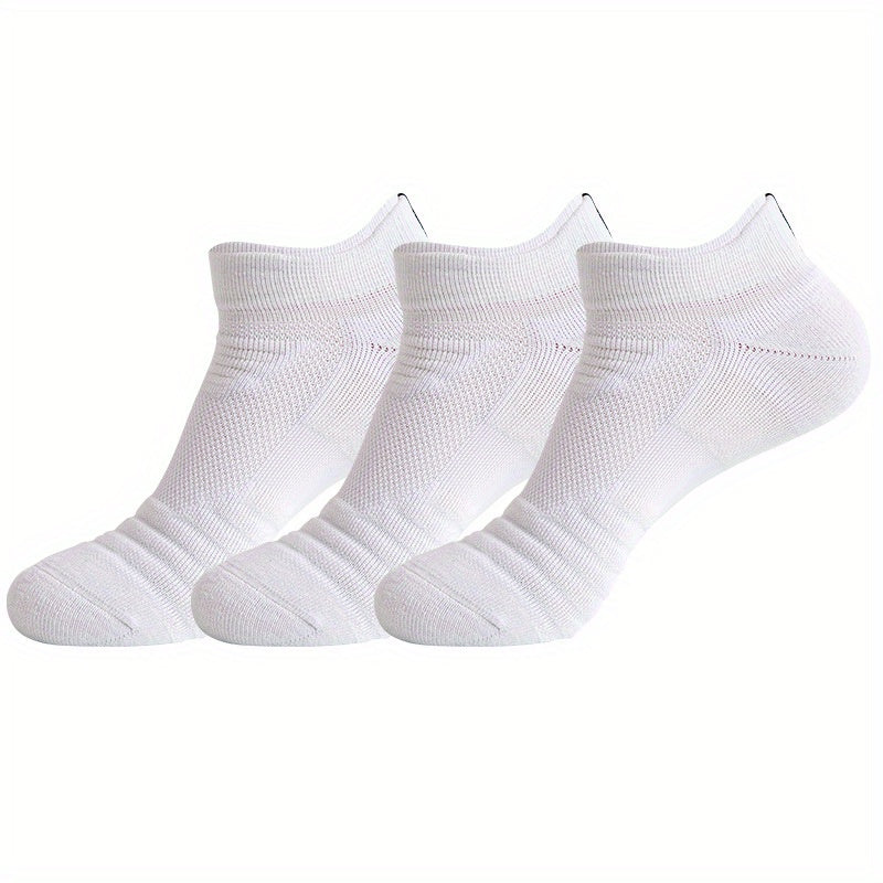 3 Pairs Men's Cushion Sport Ankle Socks - Breathable Sweat Absorbing