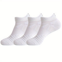 3 Pairs Men's Cushion Sport Ankle Socks - Breathable Sweat Absorbing