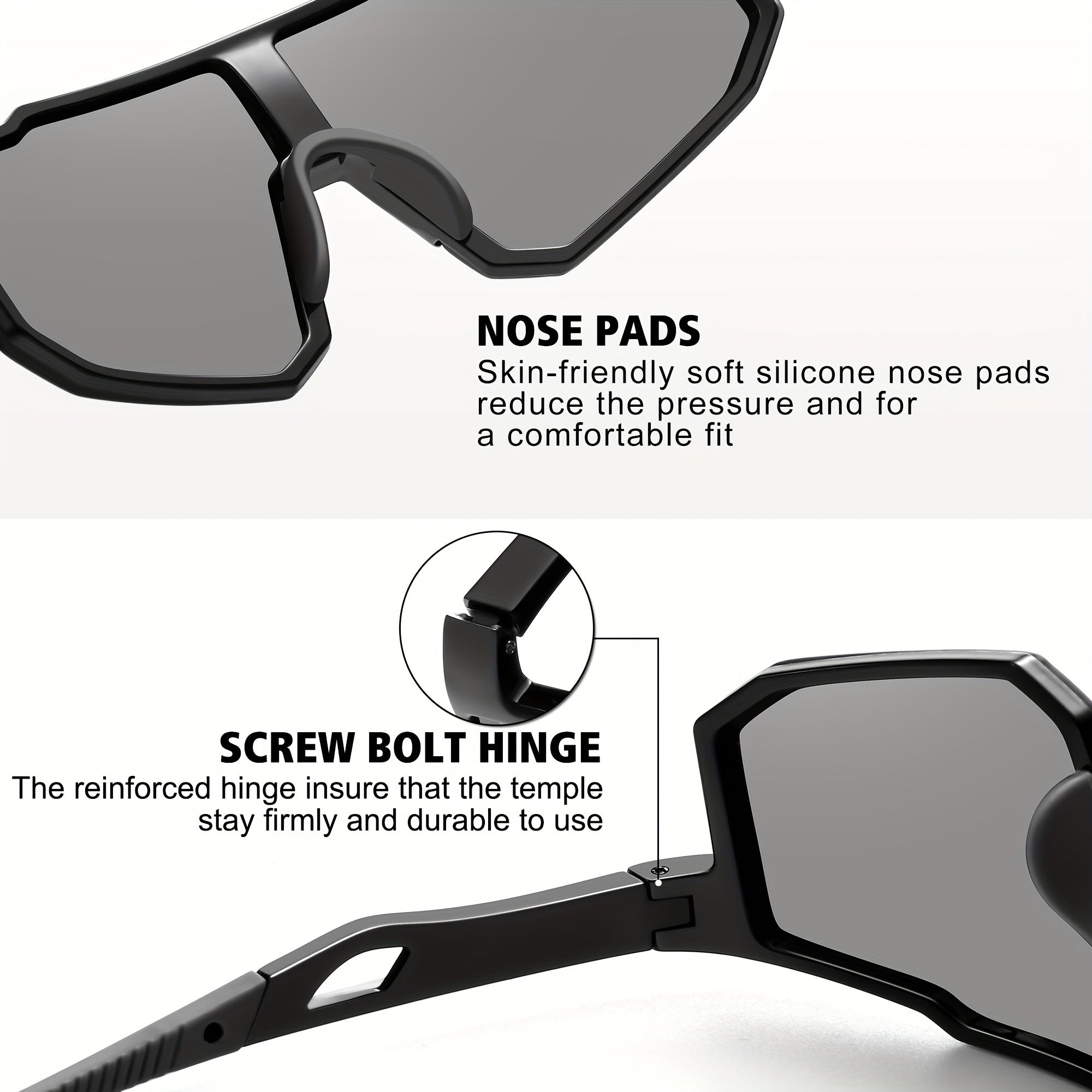 Men's Polarized Square Sunglasses Photochromic Lenses UV 400 Protection