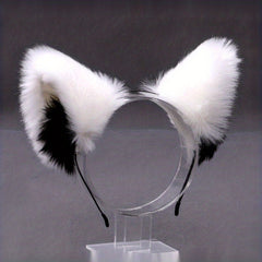 Black & Pink Fox Ear Hair Hoop Plush Headwear for Live Photo Props