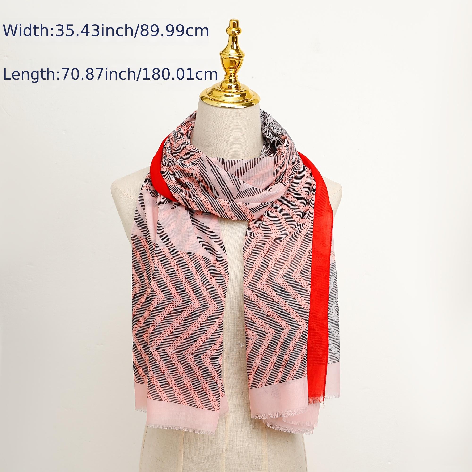 Red Stripe Pattern Print Scarf Spring Autumn Stripe Shawl And Wraps