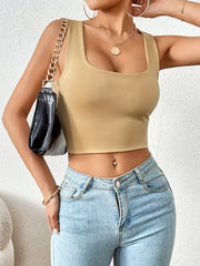 Square Neck Crop Tank Top for Women
