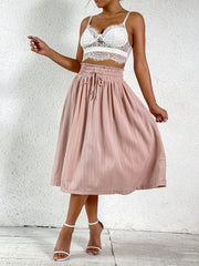 Drawstring Ruched Skirts Pleated Midi Skirts