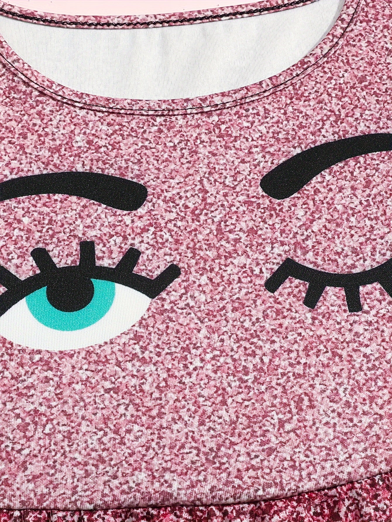 Girls Funny Eyes Print Long Sleeve Dress for Spring