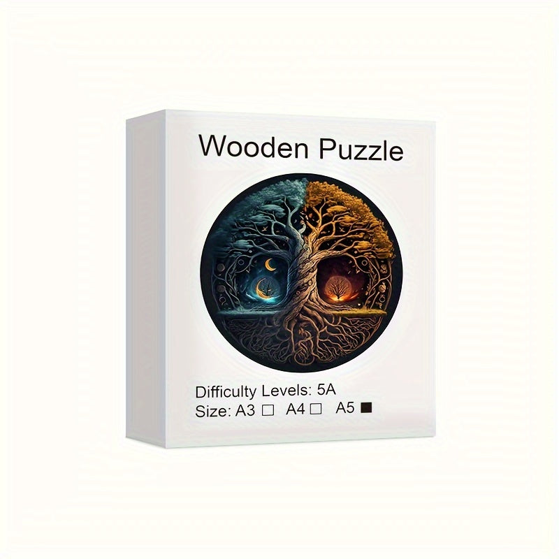 Yin Yang Tree Wooden Jigsaw Puzzles Adult Animal Shaped Pieces