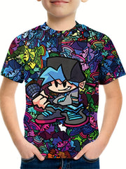 Boy's Graffiti Graphic T shirt Casual Tee Kid's Clothing For Summer
