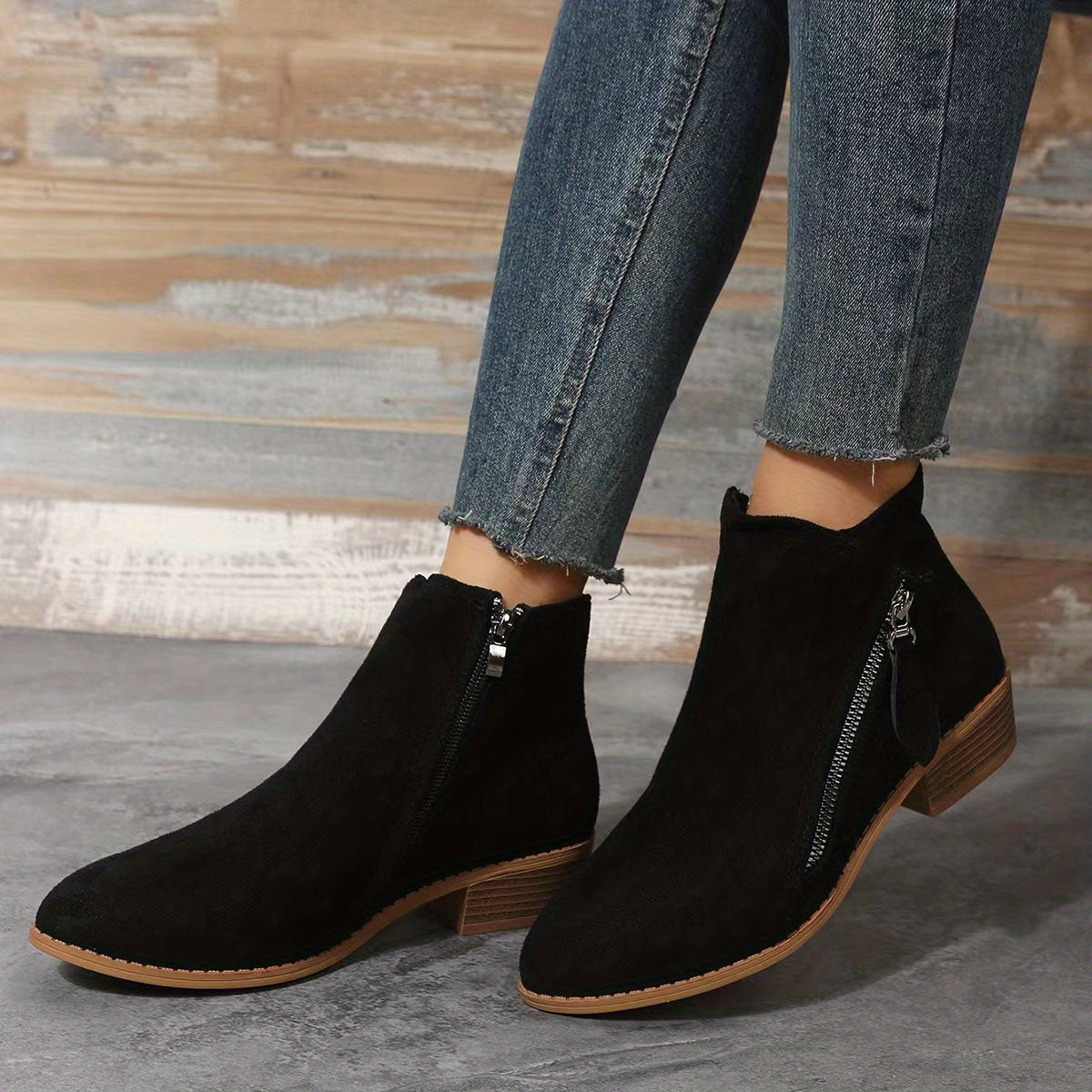Women's Pointed Toe Ankle Boots Side Zip Booties Comfortable & Casual Shoes
