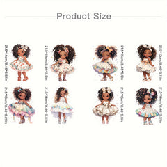 8pcs Fluffy Hair Pretty Skirt Heat Transfer Print Stickers