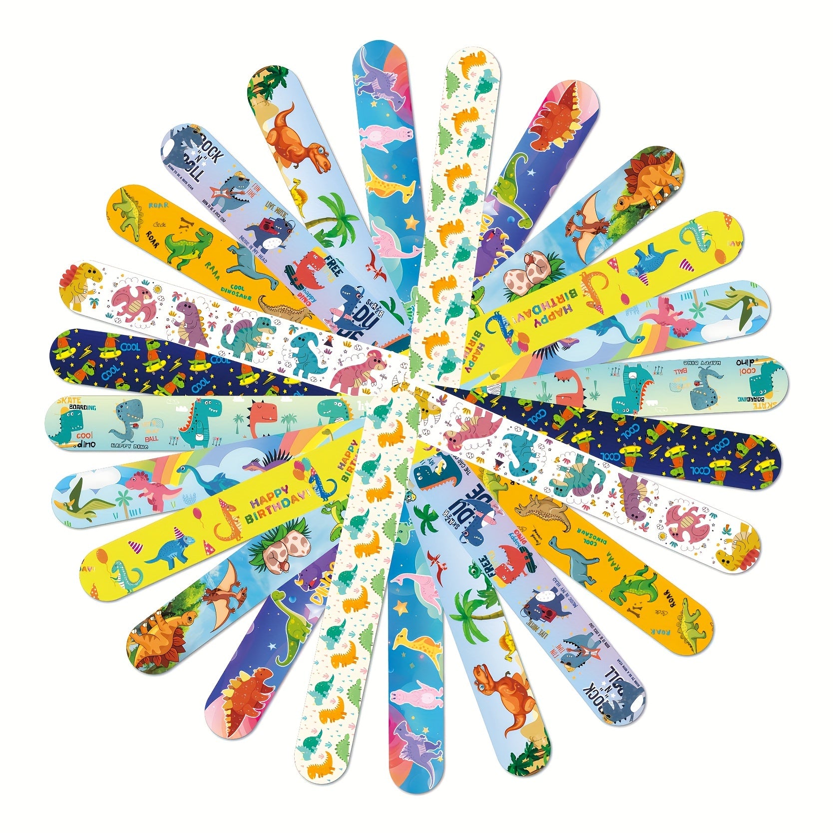 12pcs Dinosaur Slap Bands Snap Bracelets Wristbands Party Favors