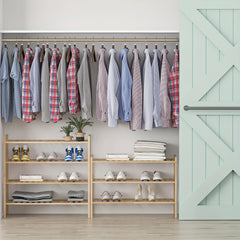 3 Tier Bamboo Shoe Rack Entryway Closet Bathroom Shelf Stackable