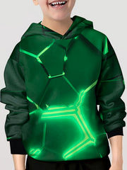 Kid's Geometric Pattern Hoodie Unisex Pullover Causal Hooded Top