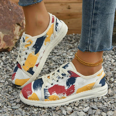Women's Colorful Graffiti Canvas Lace Up Low Top Skate Shoes