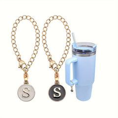 2pcs Initial Letter Cup Handle Charm Decorative Pendant Accessories