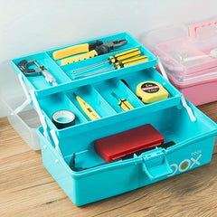 Plastic 3 Layer Storage Box Toolbox Handle Multi-purpose Finishing Case