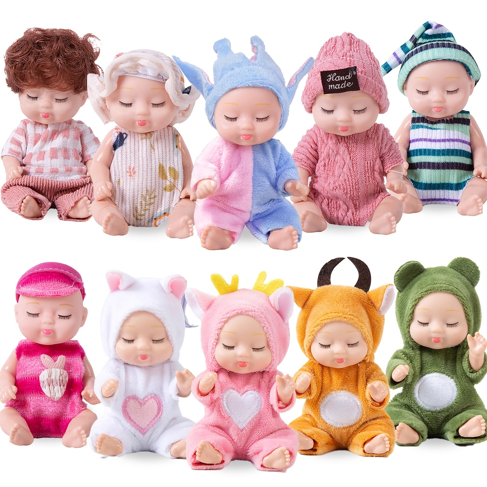 10pcs Mini Baby Toys 10 Realistic Animal Costume Dolls Mixed Dolls