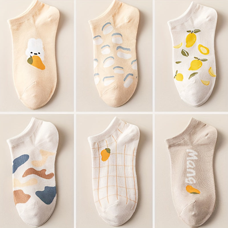 6 Pairs Cute Fruit Low Cut Ankle Socks Women's Stockings