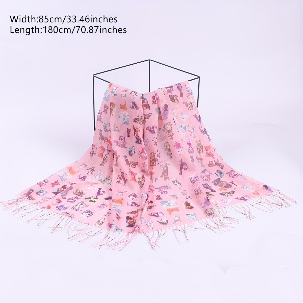 Cartoon Animal Print Scarf Tassel Shawl Casual Bandana Windproof