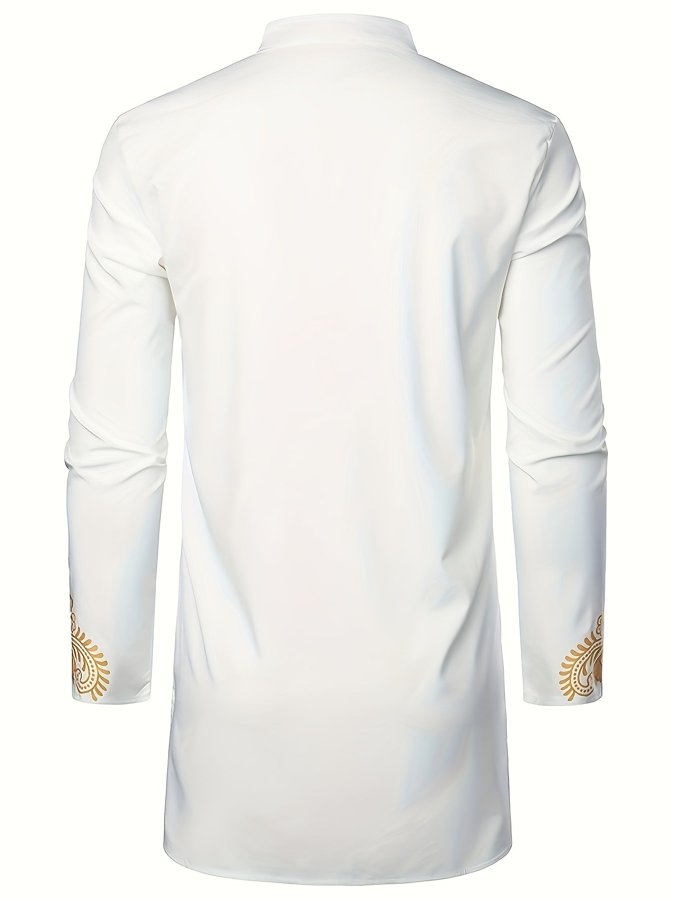 Men's Dashiki Shirt African Clothes Metallic Golden Print Long Sleeve