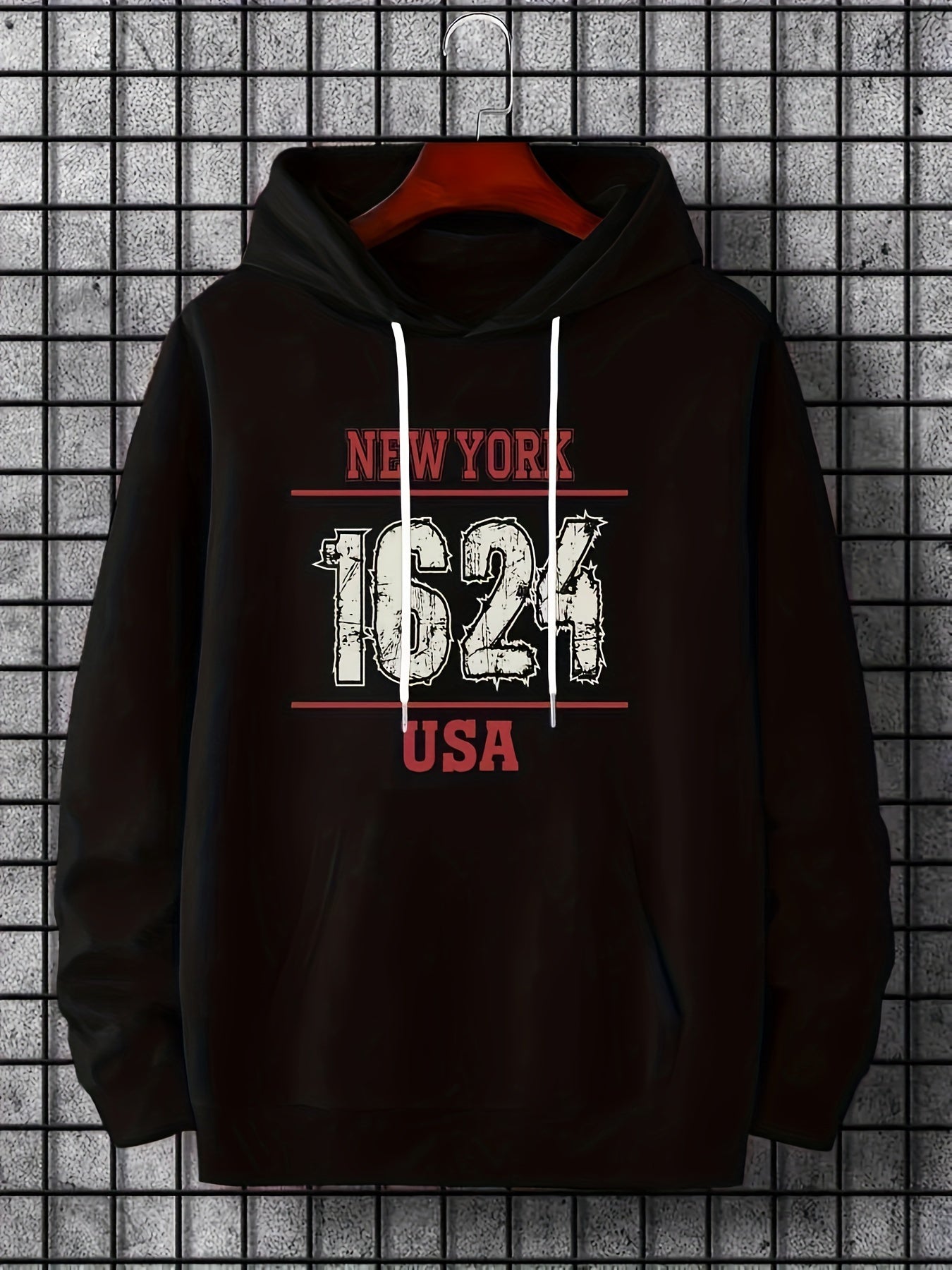 Men's 1624 Print Hoodie Slightly Stretch Breathable Hooded Sweatshirt