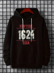 Men's 1624 Print Hoodie Slightly Stretch Breathable Hooded Sweatshirt