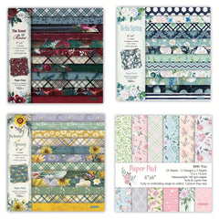 12 Sets DIY Photo Albums Scrapbook Flower Background Paper & 6" Patterned Paper