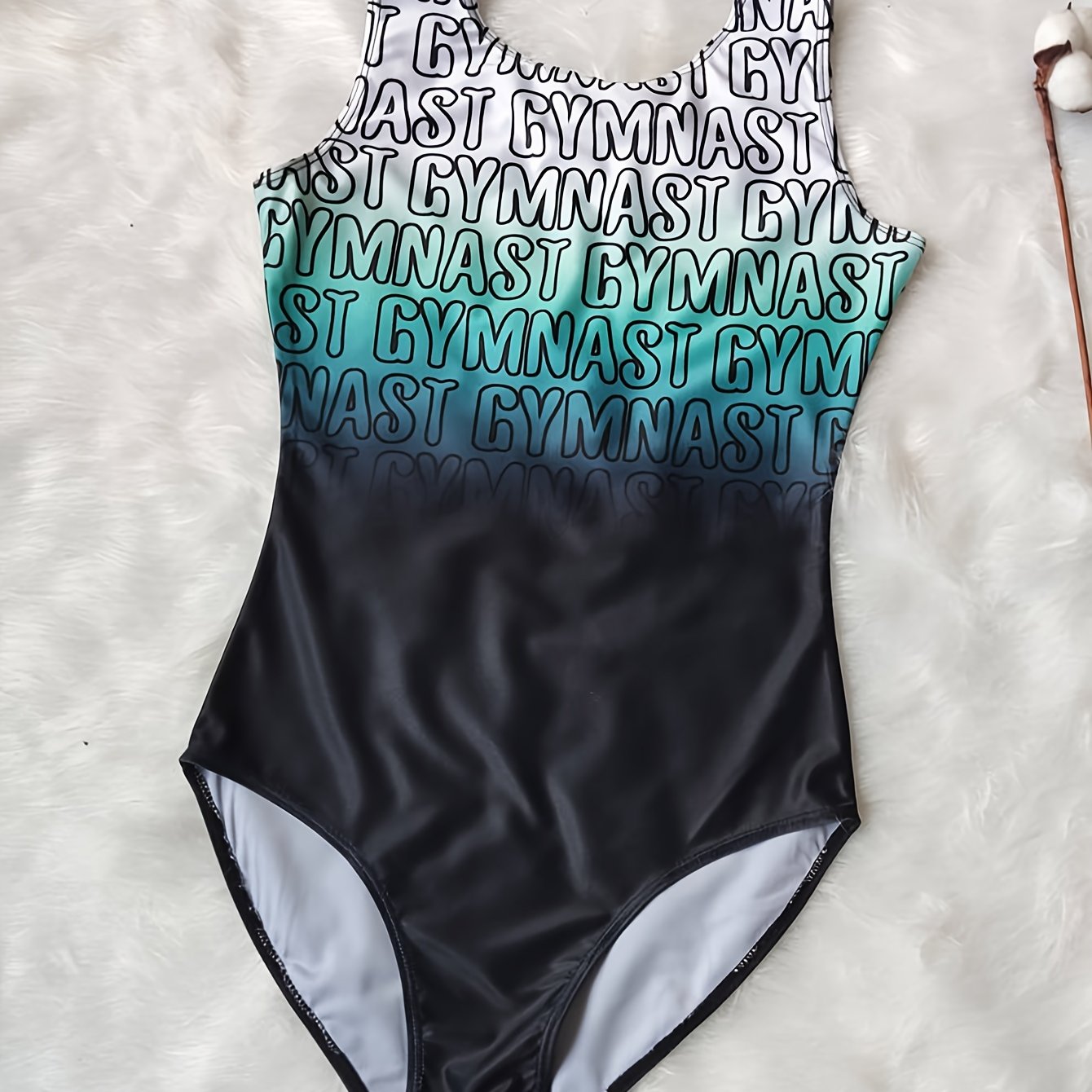 Letter Print Gradient 1pc Dancing Suit for Girls Ballet Gymnastics