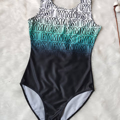 Letter Print Gradient 1pc Dancing Suit for Girls Ballet Gymnastics