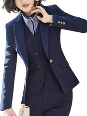 Button Front Lapel Blazer Long Sleeve Women's Clothing