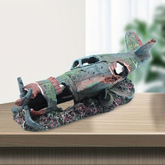 Aquarium Helicopter Wreckage Decor - Enhance Fish Habitat