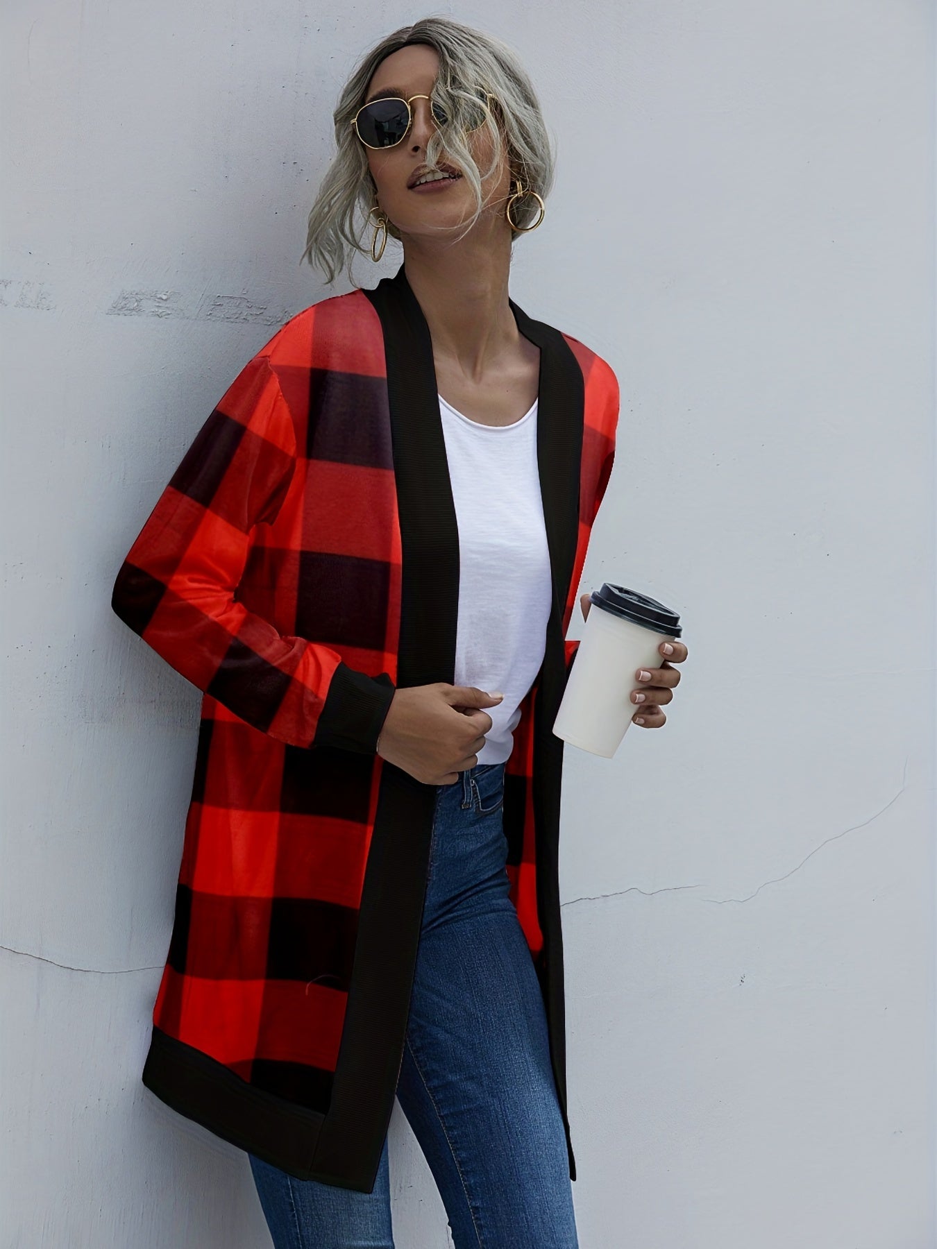 Graphic Print Knit Cardigan for Women