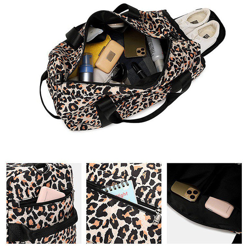 Leopard Gym Bag Waterproof Travel Overnight Men Women Dance Class