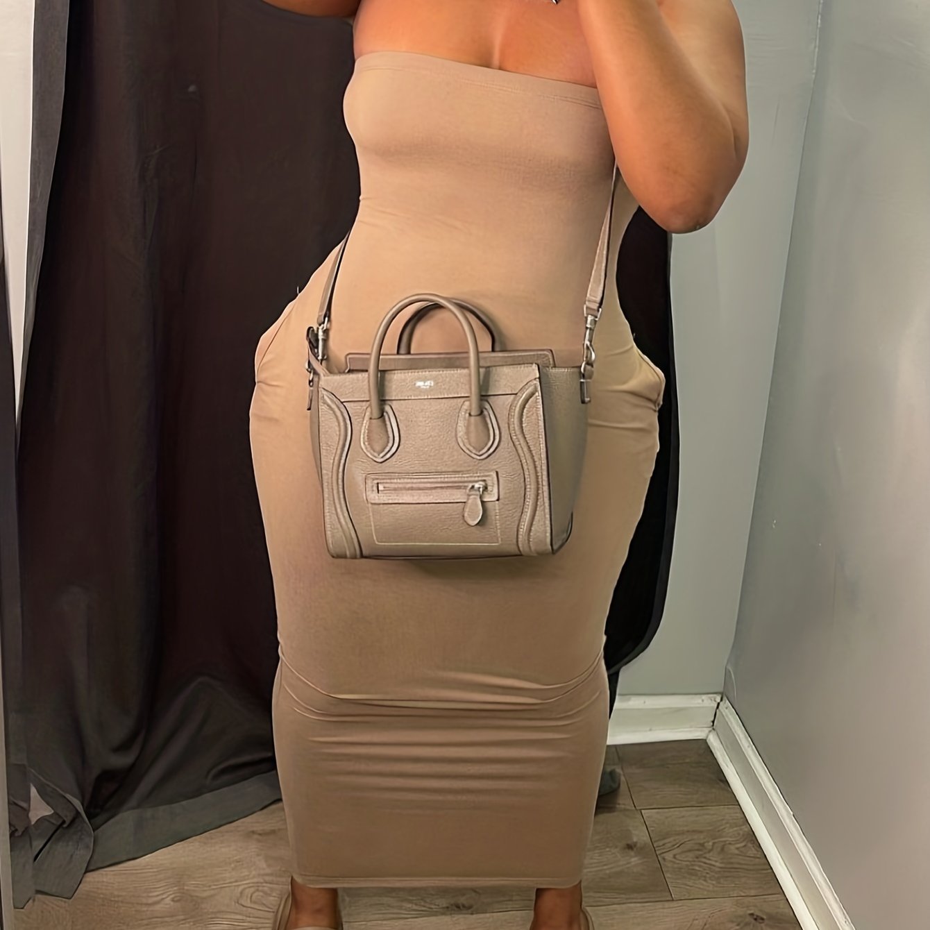 Women's Plus Size Strapless Maxi Tube Dress with Pockets
