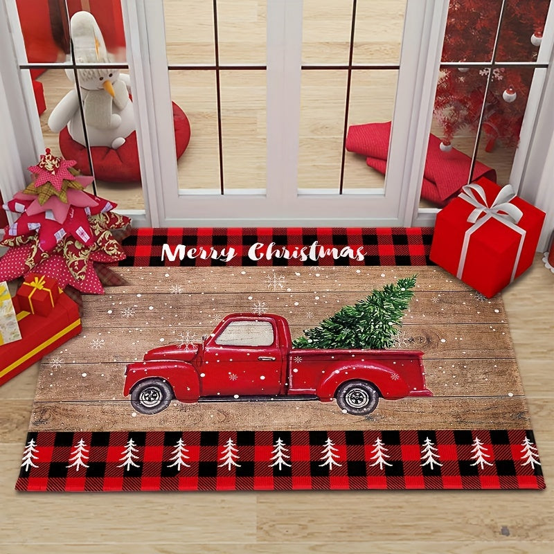 Christmas Truck Doormat Anti-fouling Portable Waterproof Mat